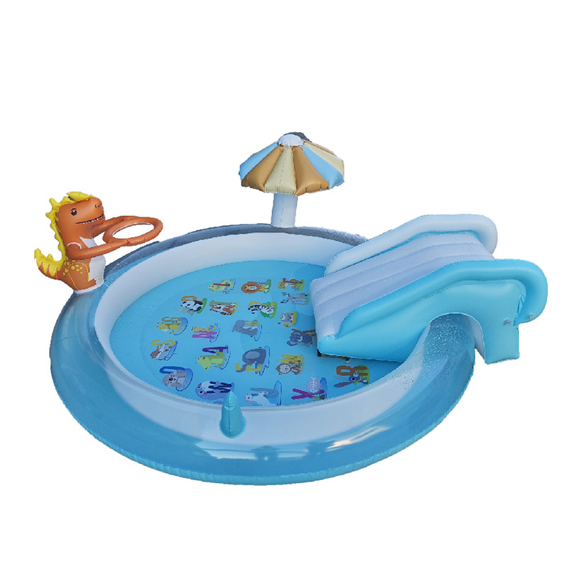 Picture of Inflatable Tanning Pool Spray Water Toy Double Lounge Chair Baby Sunshade Seat Water Slide Adult Floating Lounger
