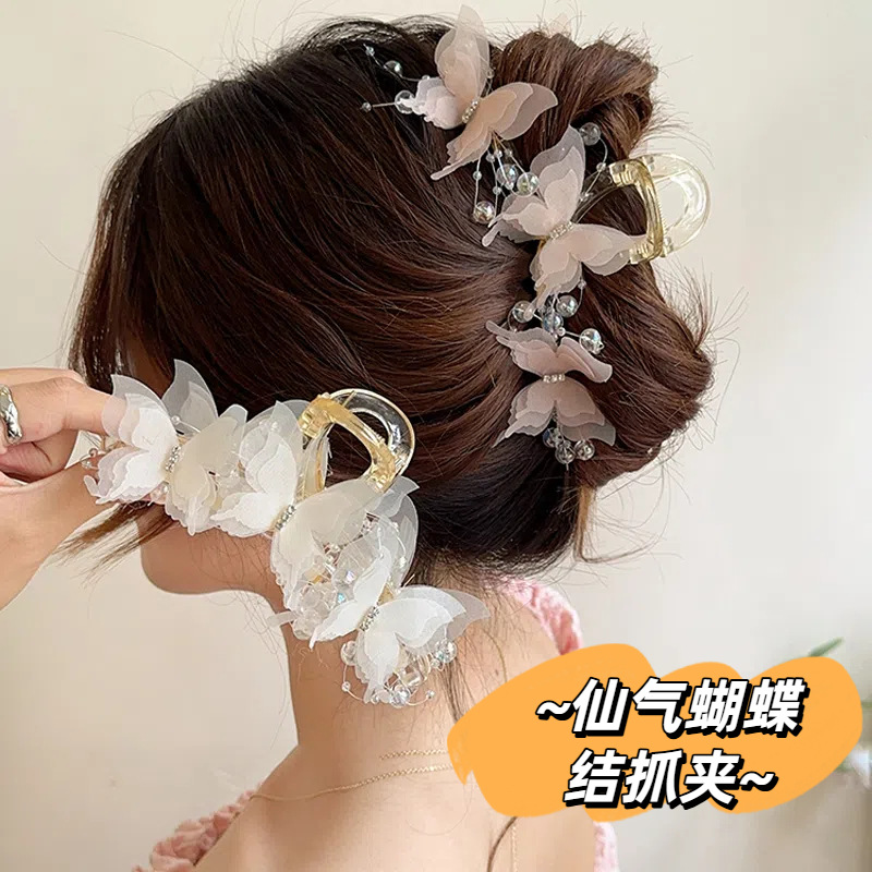 Hot-Selling Three-Dimensional Double-Layer Butterfly Hair Clip for Women, Large Size, Sweet and Fairy-Like Hairpin for Back of the Head, Hair Accessory, Korean Style