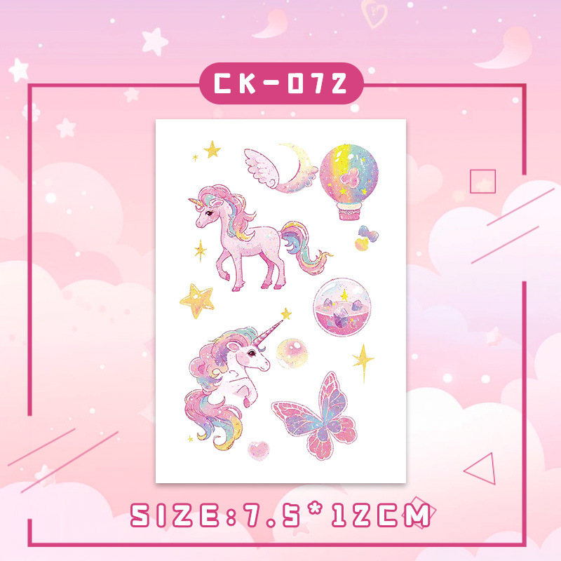 Glitter Rainbow Unicorn Sticker Tattoo Sticker Fairy Washable Waterproof Long-lasting Dreamy Fresh and Beautiful Children's Arm