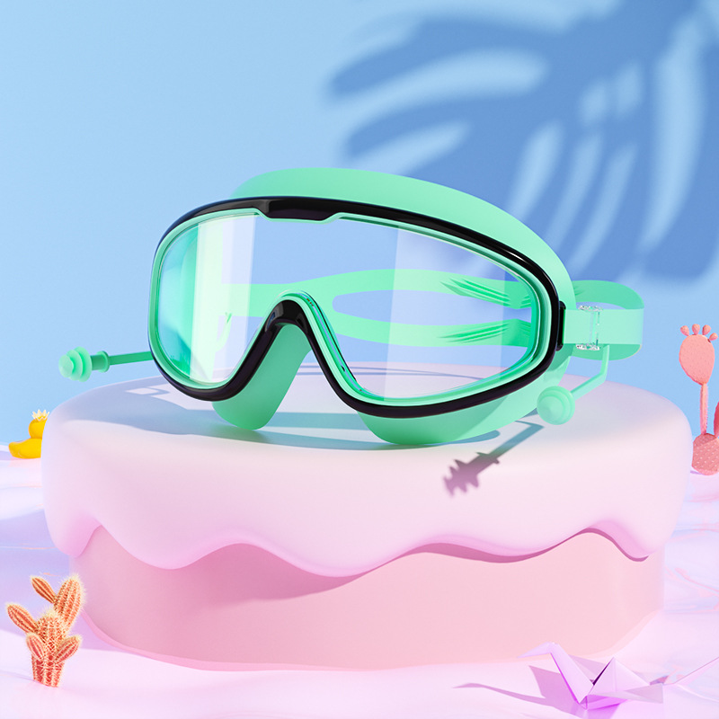 Picture of Factory direct selling children's swimming goggles large frame waterproof anti-fog professional swimming glasses student baby cute wholesale eye protection