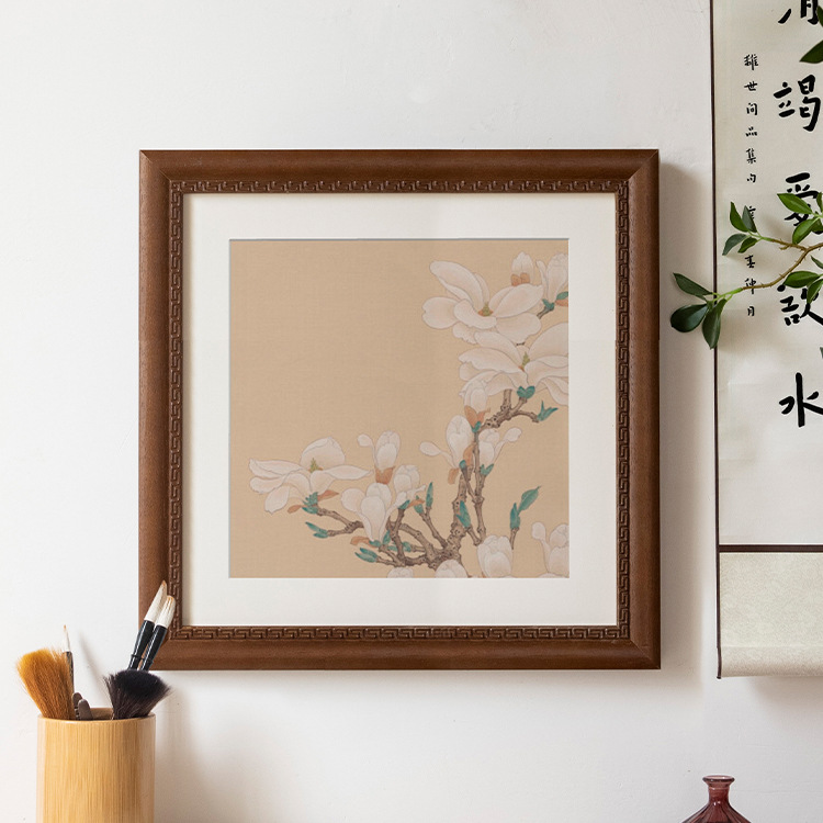 Picture of New Chinese Calligraphy and Painting Mounting Frame Calligraphy Chinese Painting Frame Wall Hanging Cross-stitch Wooden Frame Photo Frame Customized Any Size