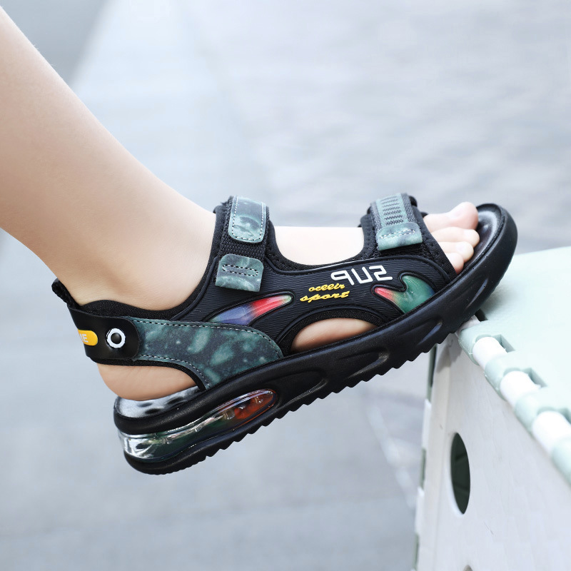 Picture of Sandals Boys Shoes 2024 Summer New Air Cushion Sneakers Kids Beach Shoes Double Velcro Children Open Toe Sandals