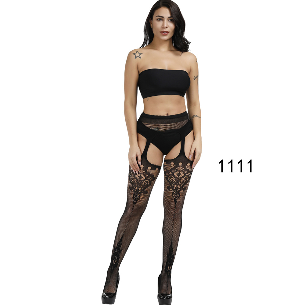 Picture of European and American Original Single Jacquard Garter Fishnet Stockings Sexy Pantyhose Sexy Stockings Summer Anti-Falling Fishnet Stockings Temptation