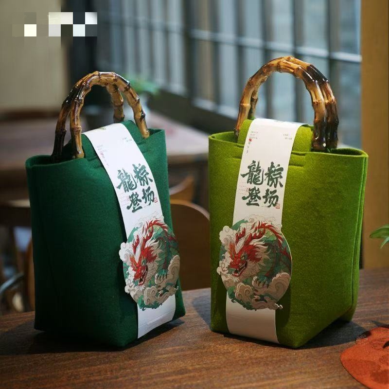 2025 Creative New Dragon Boat Festival Felt Gift Bag Banquet Activities High-end Retro Felt Handbag Printable lo