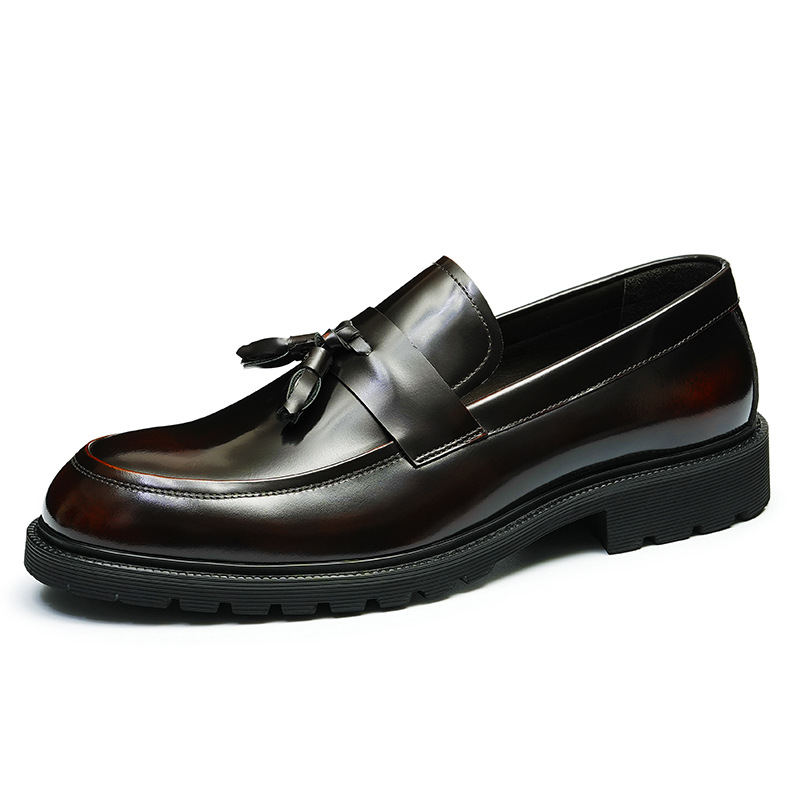 Picture of [Big Sale] Men's Shoes Business Shoes Cow Lining Thick Sole Painted Tassel Heightening Formal Shoes Genuine Leather Easiest for Match Large Toe Shoes