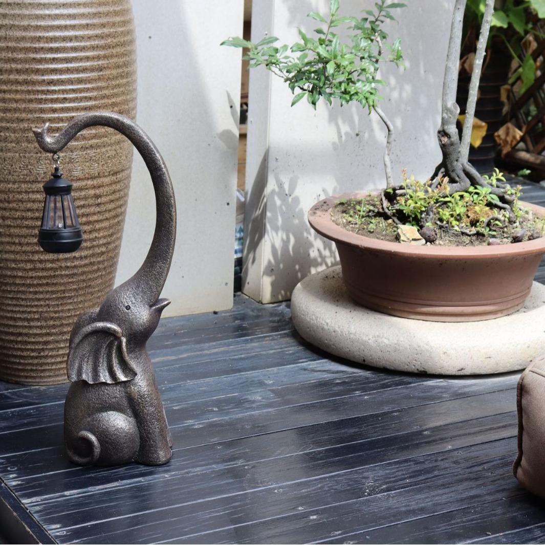 Picture of Simple Outdoor Garden Layout Auspicious Elephant Solar Light Decoration Ornaments Courtyard Landscape Home Accessories