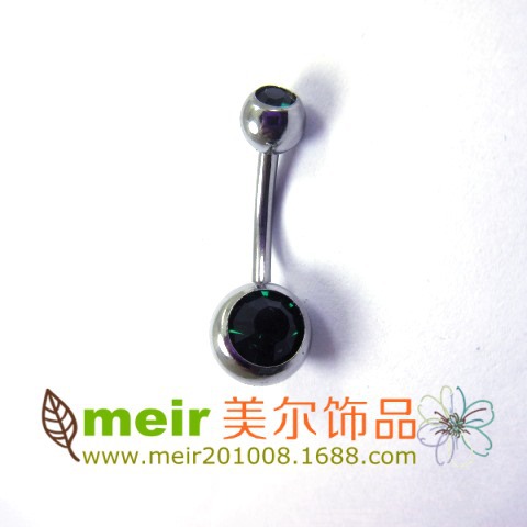 Picture of Meier Stainless Steel Double Diamond Umbilical Ring with Diamond Navel Buckle Cross-border Human Puncture Jewelry with Diamond Navel Nail