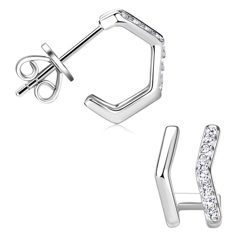 Fashion Personality Musical Notes Moissanite Earrings Earrings Women's High-end Sense Trendy Cool Diamond S925 Tremella Jewelry Not Allergic