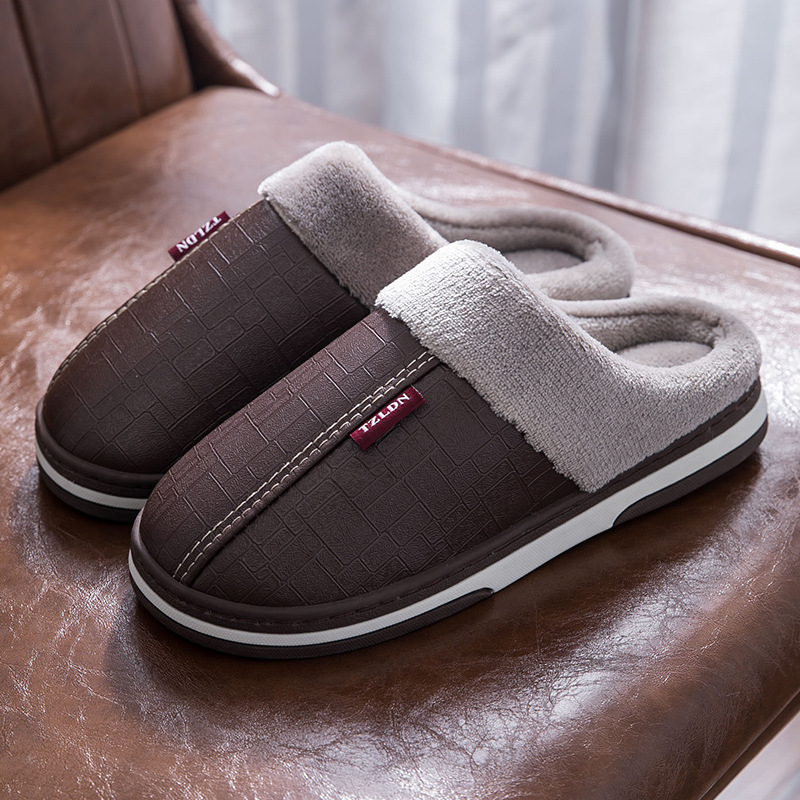 Picture of Home Cotton Slippers for Men, Autumn and Winter Thick-Soled Non-Slip Indoor Warm Plush Slippers for Women, Comfortable at Home