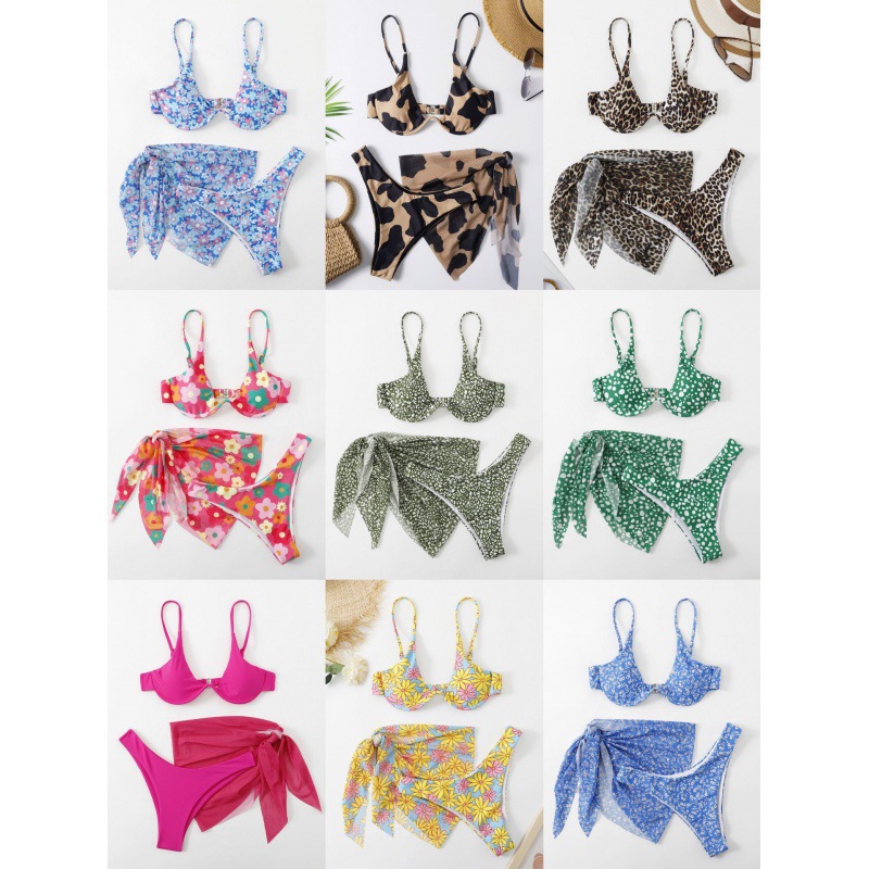 2023 New Exterior Split Swimsuit Women's Leopard Print Character European and American Bikini Swimsuit Women's Tight Swimsuit