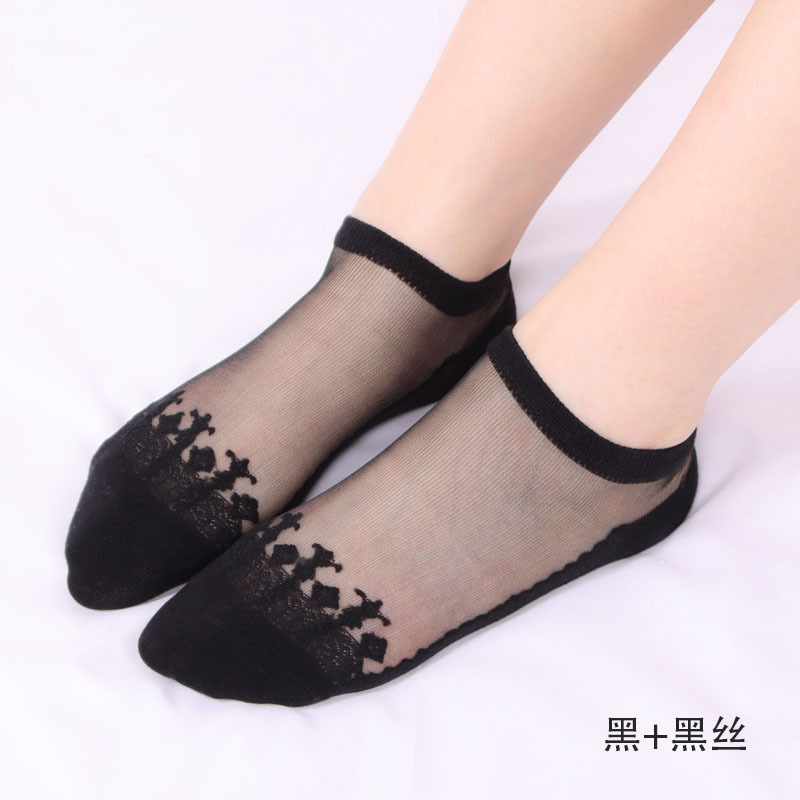 Picture of Jacquard Cool Transparent Crystal Glass Stockings Women's Short Socks Women's Summer Thin Invisible Socks Boat Socks Wholesale