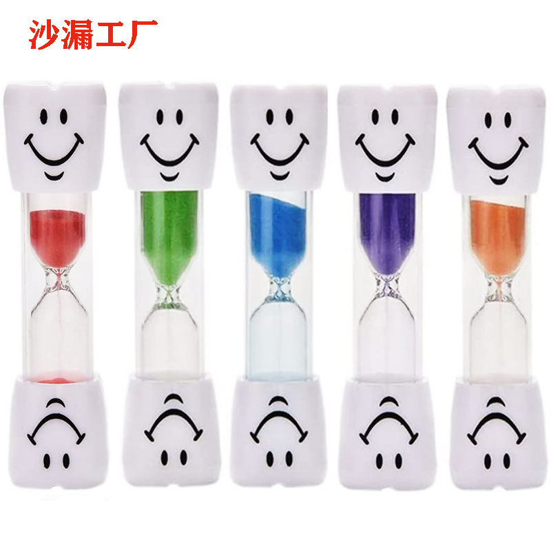 Picture of Creative children brushing their teeth 3 minutes timer hourglass cartoon smiley plastic drop-proof student gift birthday gift