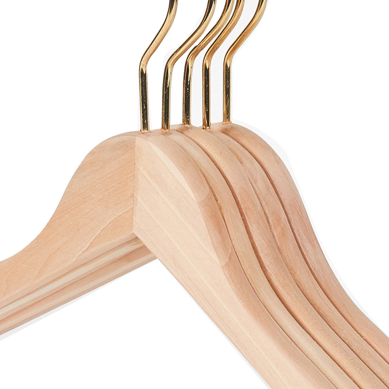 Picture of Clothing Store Solid Wood Clothes Hanger Log Color Paint-Free Non-Slip Wooden Clothes Support Seamless Trouser Hanging Clip Logo