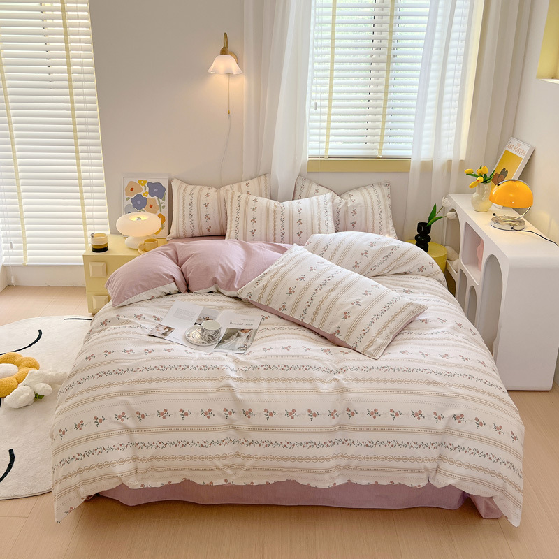 Picture of Nantong bed four-piece cotton sheet Nordic style 100 cotton four-piece set three-piece set Wholesale