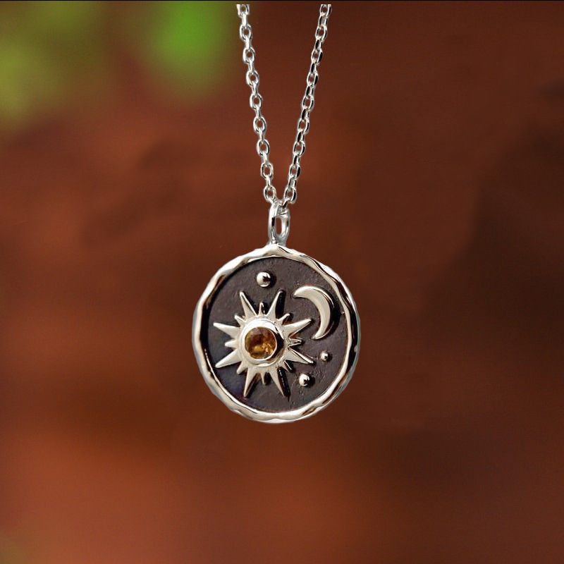 Foreign Trade Jewelry Summer Bohemian Style Retro Pendant Earrings Necklace Set Women's Sun Moon Jewelry Wholesale