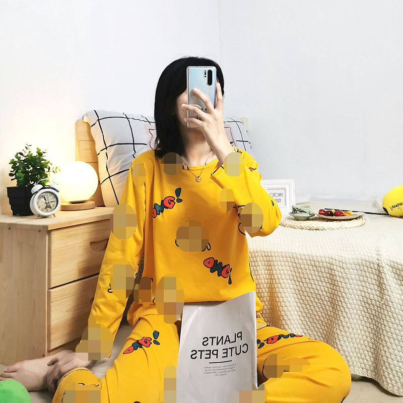 Picture of Factory Clearance Welfare Spring and Autumn Pajamas Women's Casual Comfortable Lady Style Long Sleeve Trousers Two-Piece Home Clothes