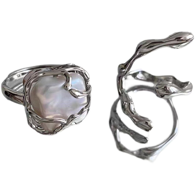 Moonlight Forest ~ Super Fairy Pearl Ring Female Niche Design Temperament Finger Ring Personality Fashion Sense Finger Ring