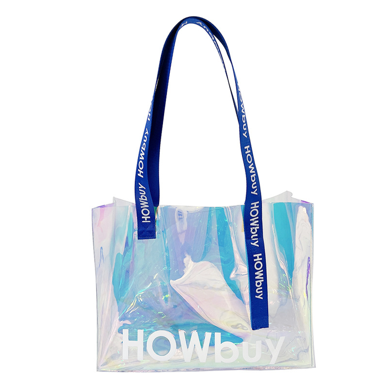 Picture of pvc Laser Bag Internet Celebrity Plastic Handbag Transparent Hand Gift Bag Colorful Jelly Bag Spot Printable logo