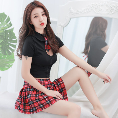 Feimu Sexy Underwear High-end Plaid Skirt British Academy Style Uniform Tempting Sexy Student Suit Japanese and Korean Style Hair