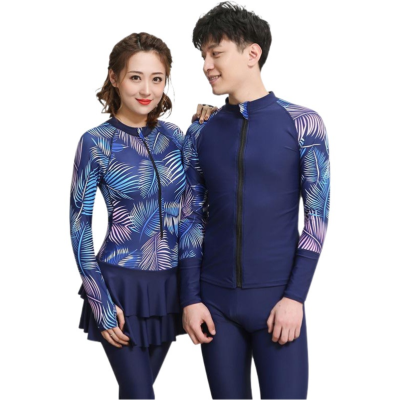 South Korea Diving Suit Split Long-sleeved Trousers Skirt Swimsuit Female Couple Sunscreen Surfer Suit Male Plus plus size