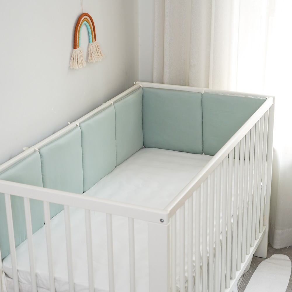 Baby bed circumference newborn bedding set baby anti-collision fence tribute satin dark green 30*30*6 whole piece wash