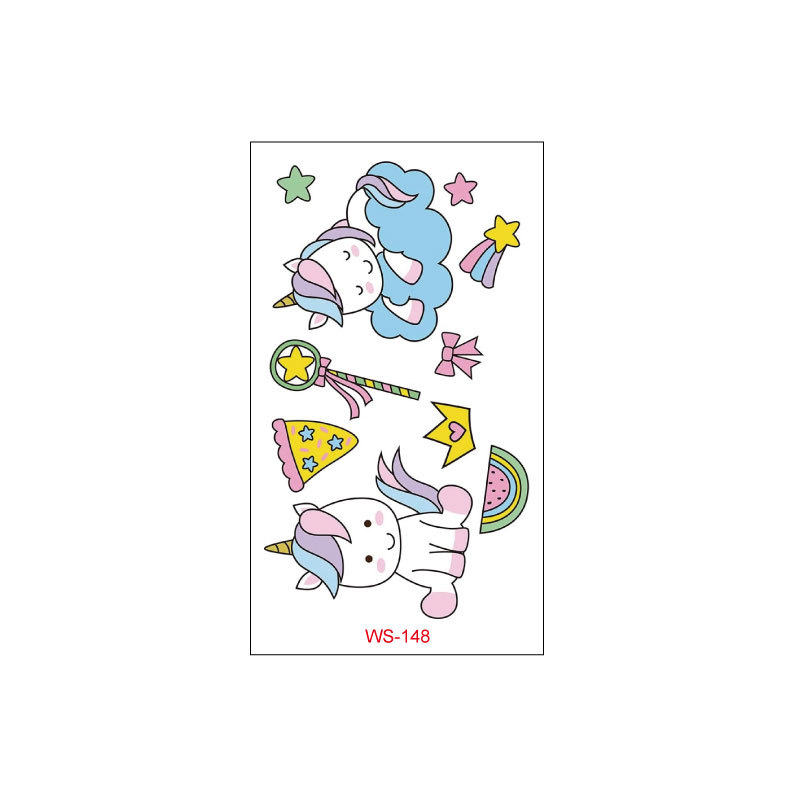 Picture of Unicorn Tattoo Sticker Original Children's Cute Cartoon Doll Birthday Rainbow Little Pegasus Waterproof Temporary Sticker