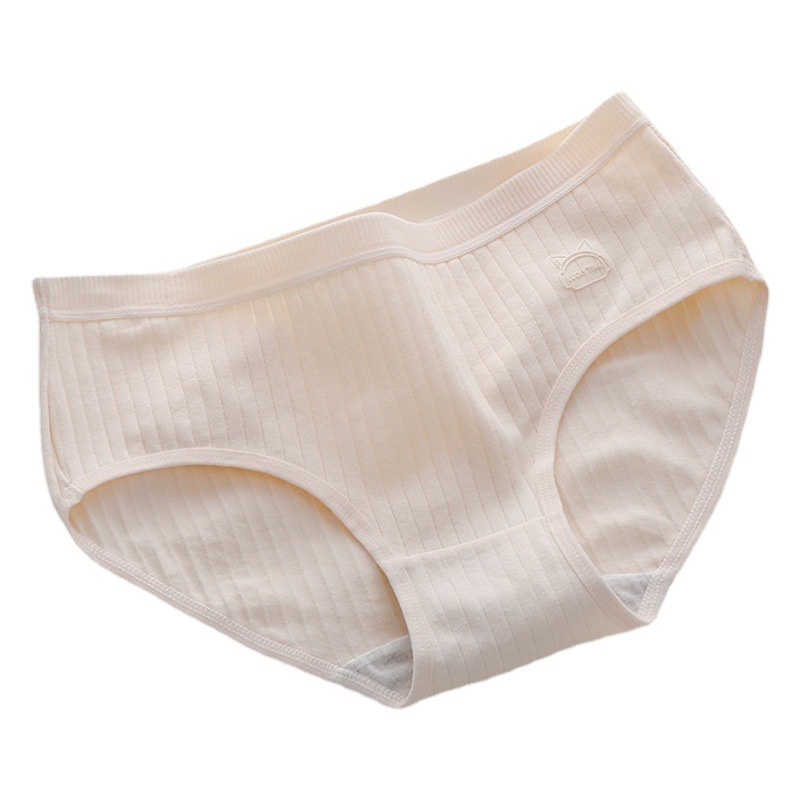 Women's Underwear Women's Pure Cotton Japanese Simple Solid Color Underwear Girls' Mid-Waist Cotton Crotch Comfortable Briefs Wholesale