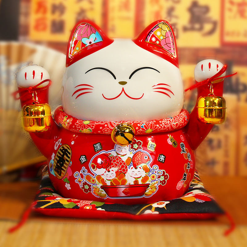 Picture of Fuyuan cat new dragon year lucky cat ornaments bank enterprise opening year red business gifts ceramic lucky cat custom