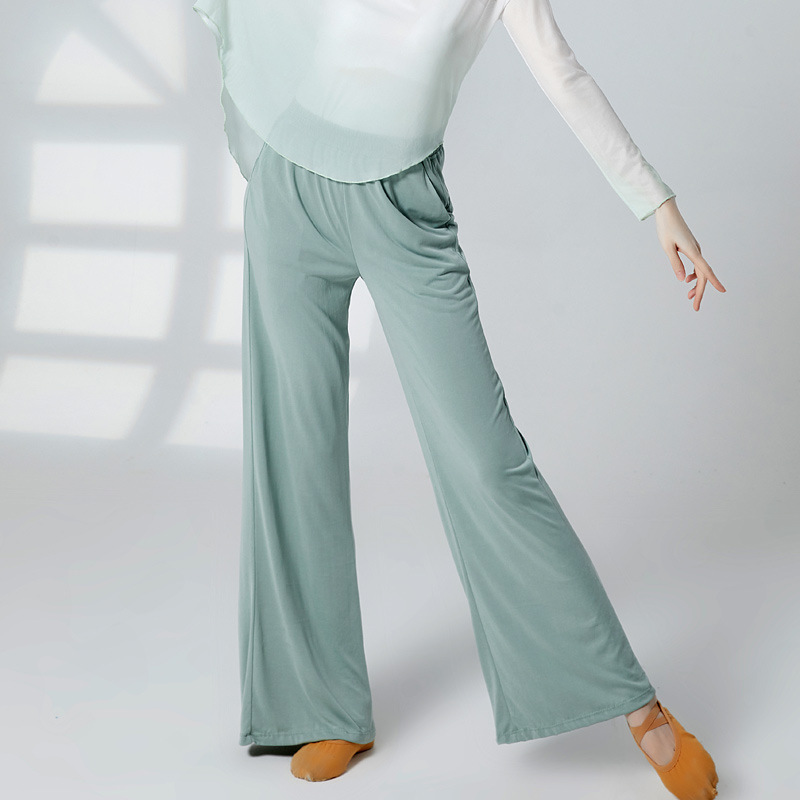 Picture of Dancing Pants Female Adult Training Pants Straight Leg Wide Leg Pants Classical Body Yoga Clothing Modern Dance High Waist Long Pants