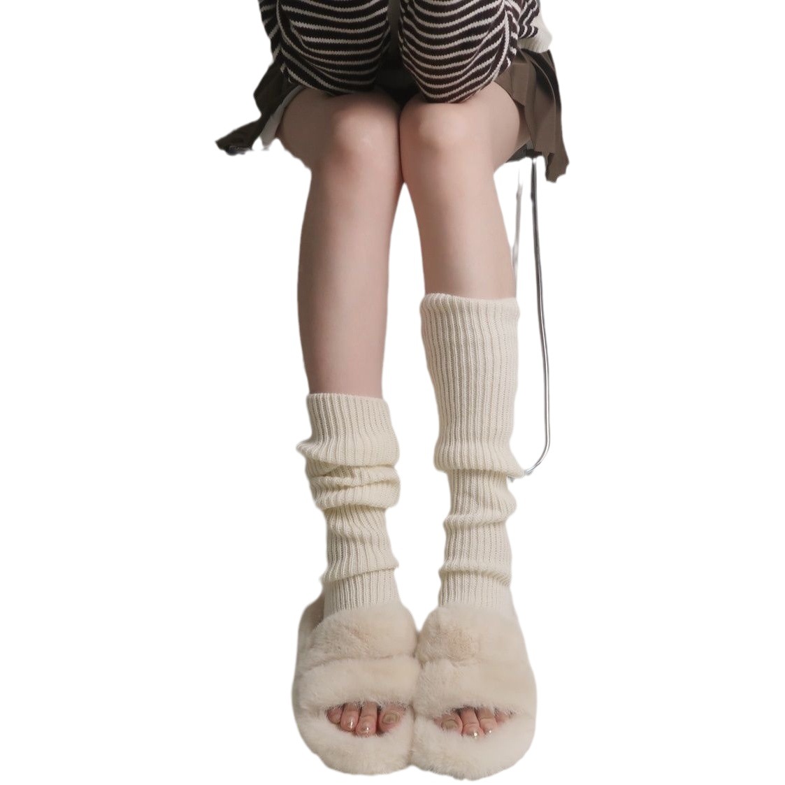 Autumn and winter gray pile socks loose socks Harajuku style leg cover retro jk wool hot girl mid-calf length socks Korean style ins