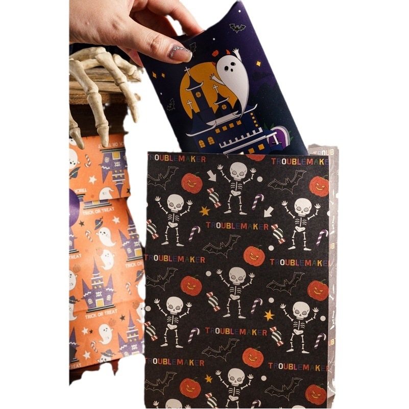 Amazon foreign trade spot Halloween candy bag gift packaging bag pumpkin candy paper bag flat paper bag