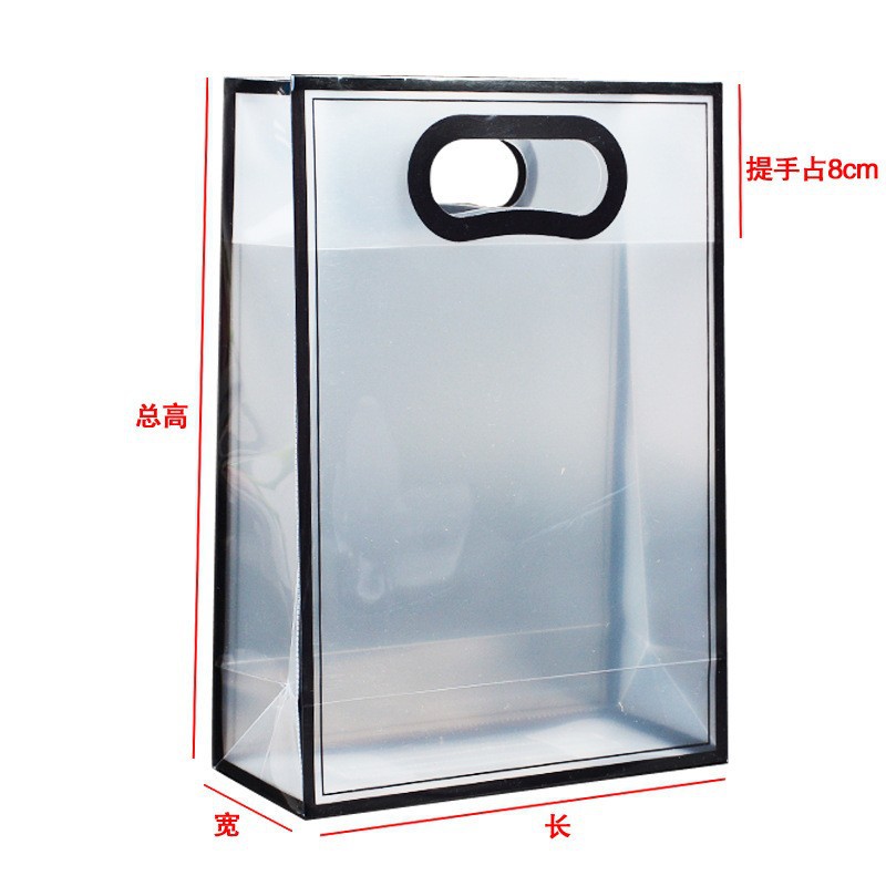 Picture of Thickened Transparent Handbag PP Plastic Bag Celebration Flower Packaging Bag Accompanying Gift High-Level Valentine's Day Gift Bag