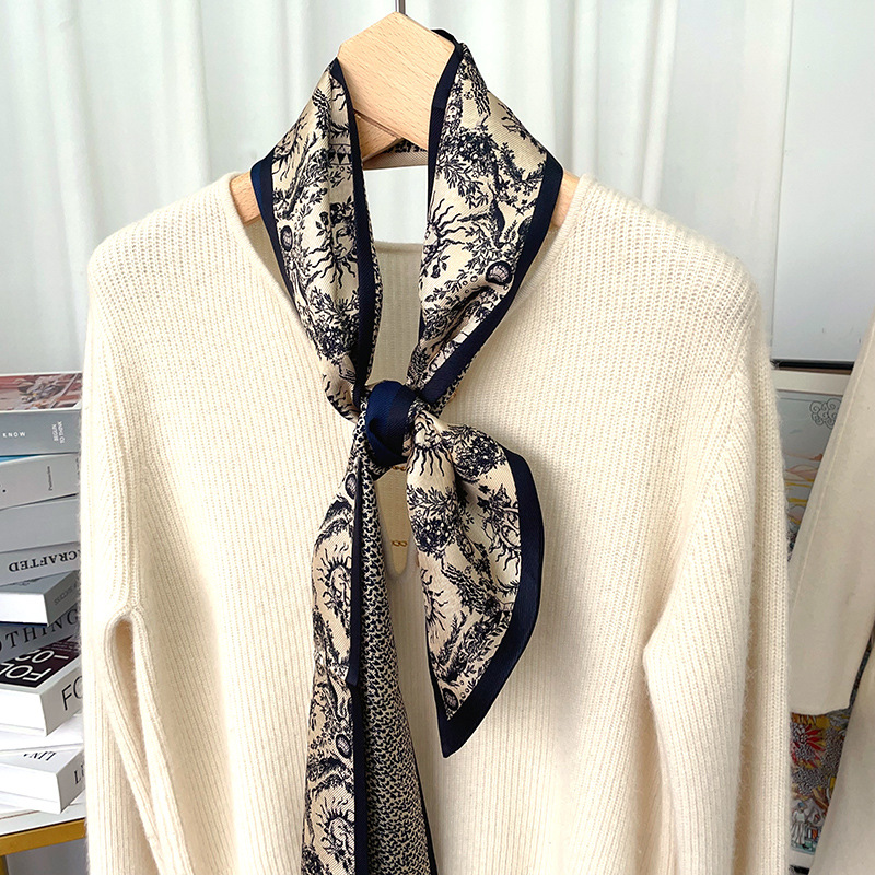 Temperament Silk Simple All-match Long Scarf Silk Twill Mulberry Silk Women Scarf Multi-functional Ribbon