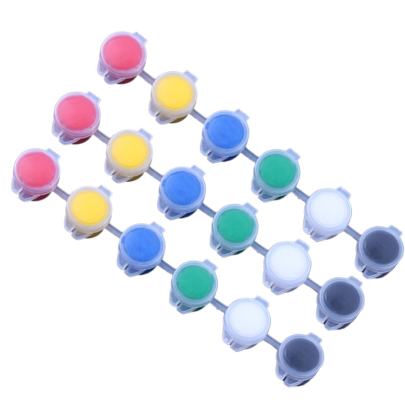 Picture of 3ml 6-piece 12-color acrylic plastic box plastic brush acrylic paint set gypsum watercolor painting