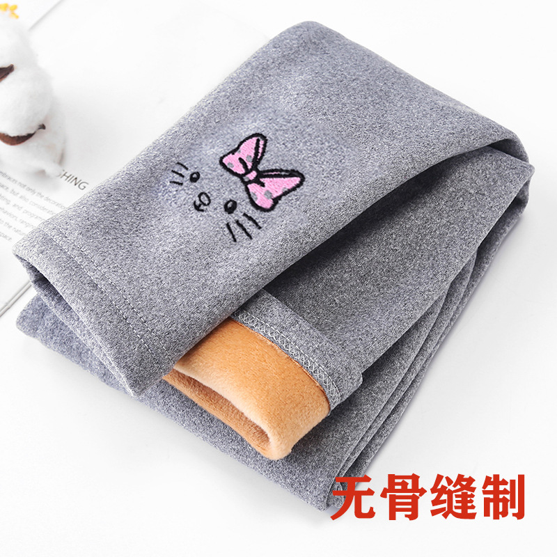 Picture of Autumn and winter Korean girls' leggings plus velvet padded boneless sewing rubber band mid-waist pants wholesale generation