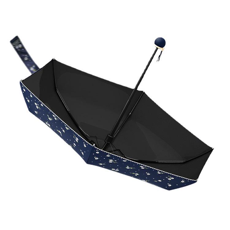 Picture of OLYCAT Pastoral Floral Fresh UV-proof Folding Umbrella Sunny and Rain Dual-use Black Rubber Sunshade Sun Umbrella