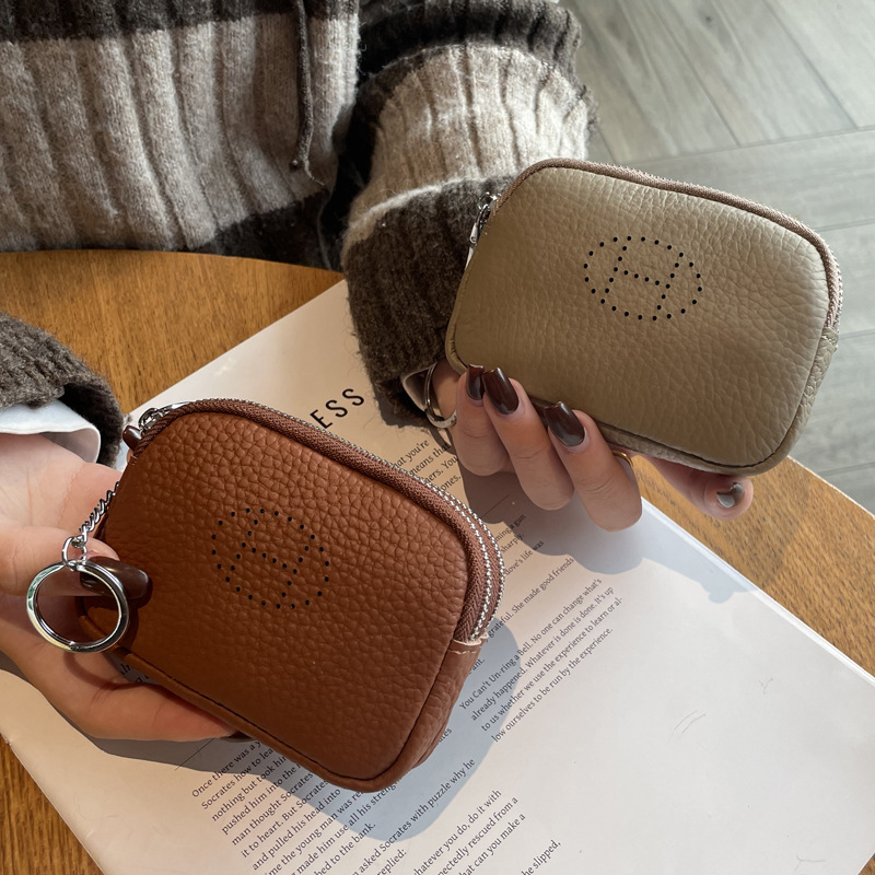 Picture of Genuine Leather Coin Purse for Women 2025 New Trendy Double Zipper Large Capacity Small Wallet Cowhide High-End Coin Bag Small Handbag