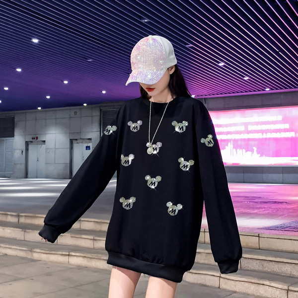 Ins personality loose fleece-lined sweater women's 2024 autumn and winter popular new European goods large version of the long hot drill top