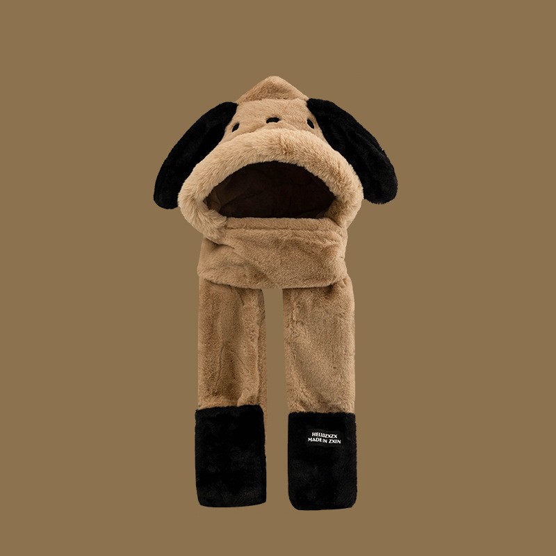 Picture of Winter plush hat scarf gloves one female rabbit autumn and winter three-piece cute thick scarf warm windproof