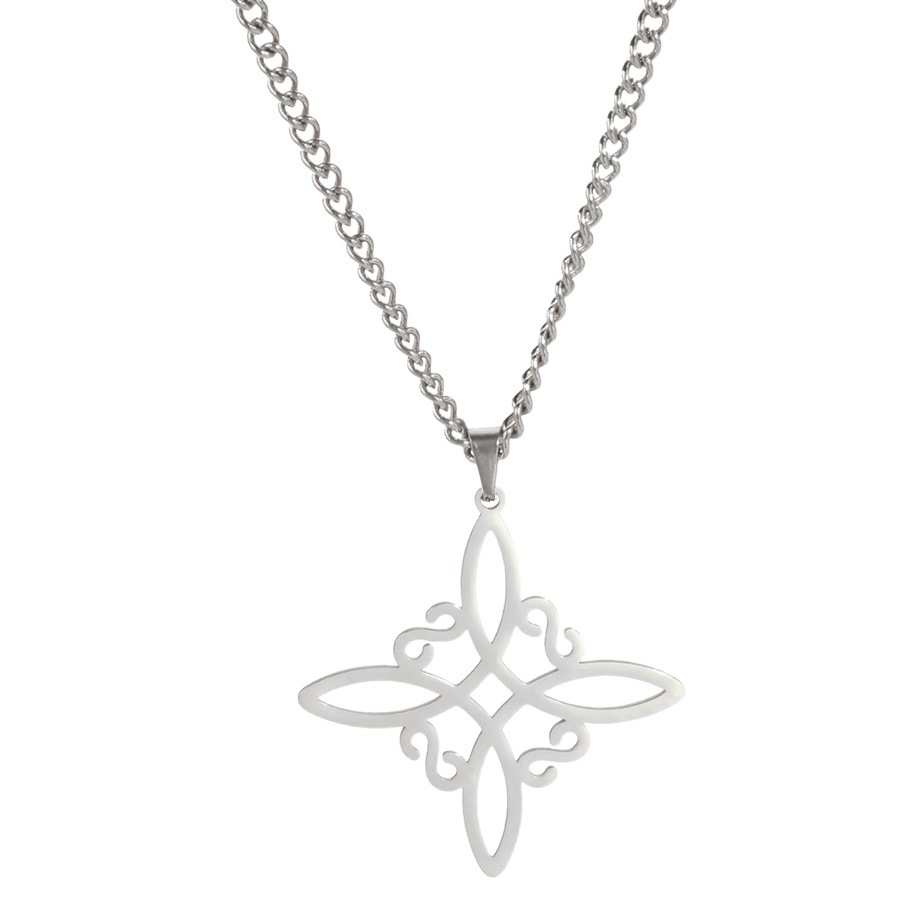 Europe and the United States hot fashion high sense hollow square Celtic knot pendant necklace stainless steel jewelry spot wholesale