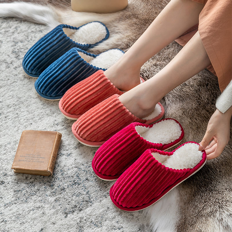 Cixi Cotton Slippers for Women Spring and Autumn Home Use Winter Indoor Home Non-slip Warm Couple Winter Fur Plush Men