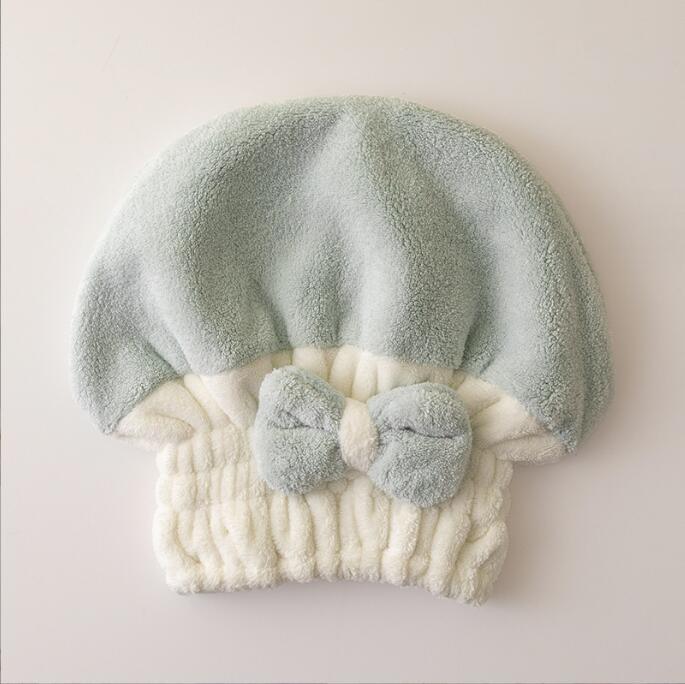Picture of Color matching dry hair cap women's absorbent quick-drying dry hair cap wiping hair wrapping towel two-color cute shower cap