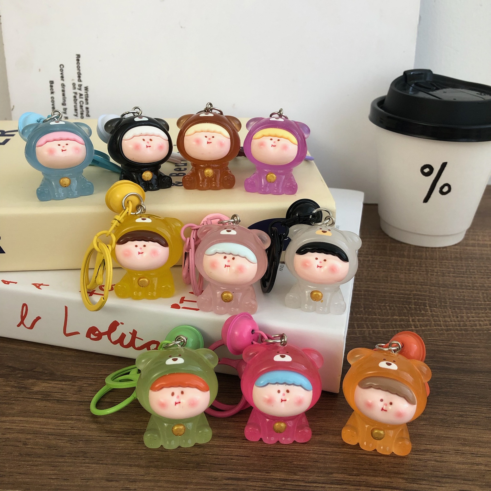 Luminous Three-Dimensional Puppy Doll Pullover Keychain Girl Heart Student Accessories Girlfriend Gift Pendant Couple Hanging Ornaments