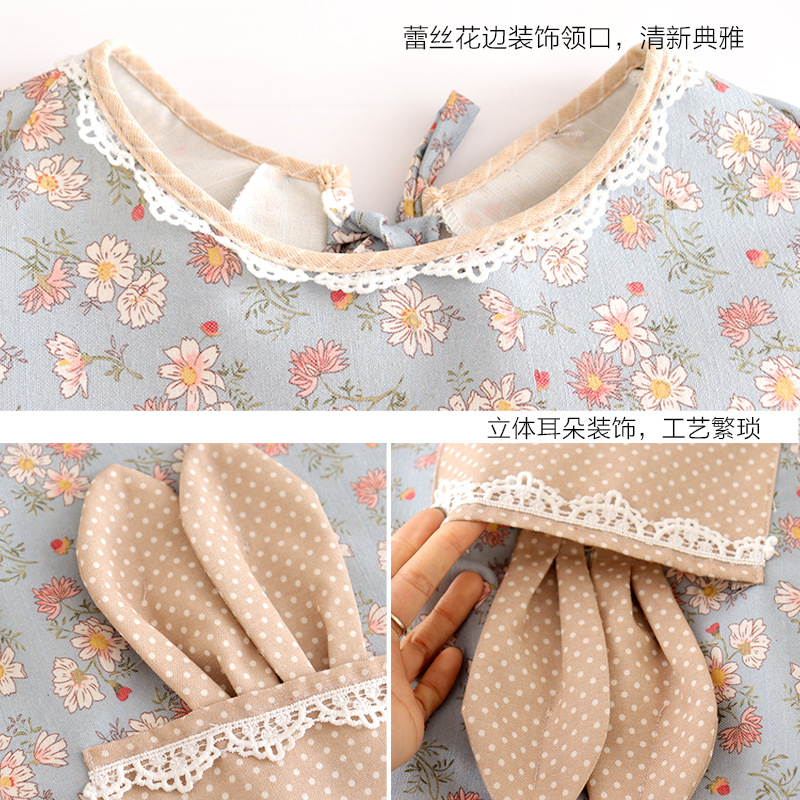 Picture of Long-sleeved Canvas Apron Women's Korean-style Household Kitchen Cooking Overalls Breathable Catering Overalls Anti-fouling Adult Apron