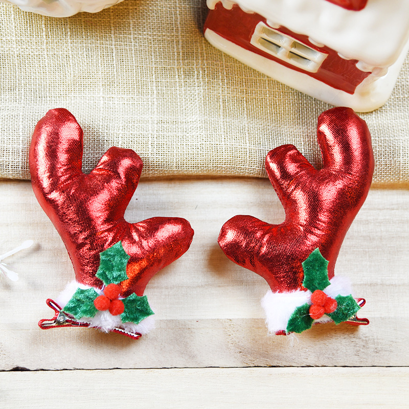 Picture of 2023 new children Girl Christmas headband hairpin suit combination cute antlers Christmas headband hairpin headdress