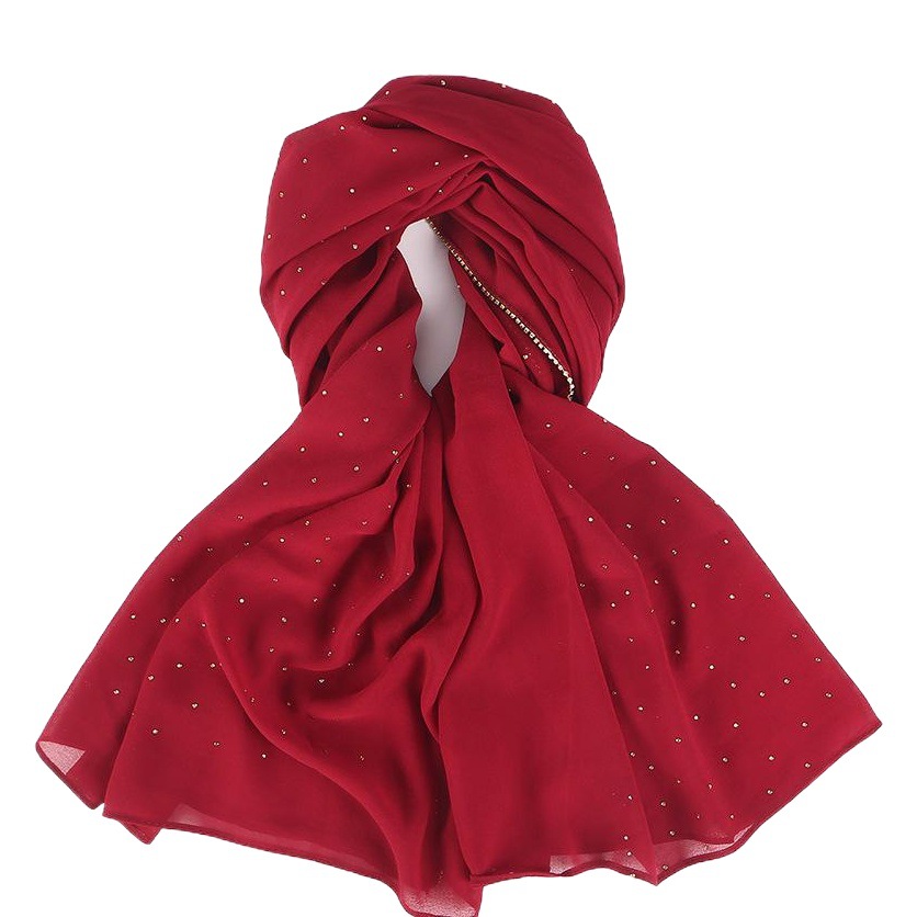 New Malaysia Indonesia Pearl chiffon Diamond scarf spring and summer long women's head scarf