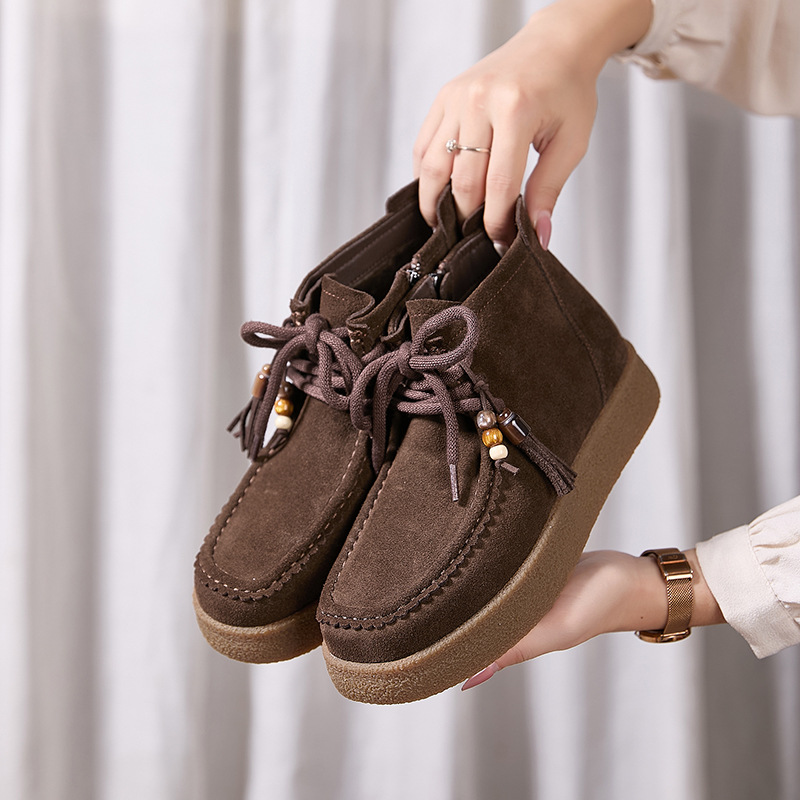 Picture of Dongguan outer single women's boots 2025 autumn and winter new retro platform high-top kangaroo shoes fleece warm women's cotton shoes boots