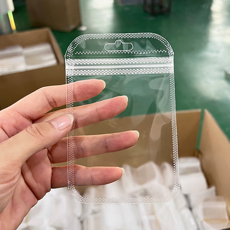 Spot Wholesale Ziplock Bag Transparent Self-Adhesive Bag Opp Seal Bag Clip Chain Clavicle Bag Jewelry Transparent Ziplock Bag
