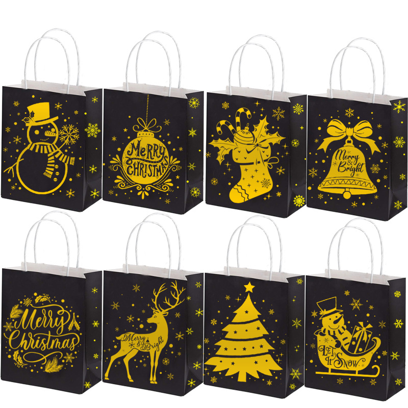 New gilding gift bag Christmas Christmas Eve gift bag cartoon handbag high-end printing gilding packaging bag