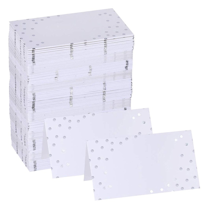 Hot Selling Amazon Aliexpress Dot Hot Stamping Silver Table Card Wedding Name Tent Card Seat Seat Card in Stock
